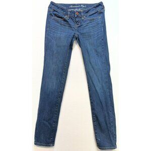 American Eagle Women's Super Skinny Jeans Stretch Denim Size 0 Blue Medium Wash